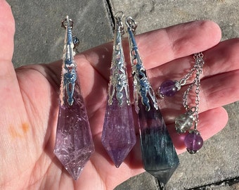 One crystal Vogel pendulum either amethyst or rainbow fluorite you choose