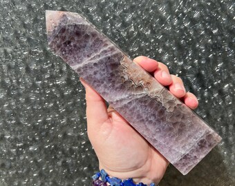 Trapiche amethyst obelisk- Mexican crazy lace agate tower - amethyst agate crystal tower