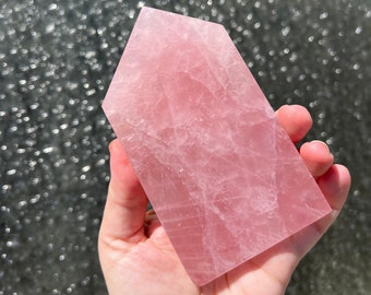 Madagascar rose quartz slab - rose quartz crystal - self standing quartz slice
