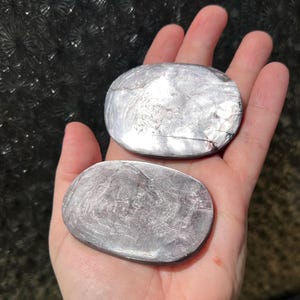Lepidolite Palm Stone: Polished Gem Crystal