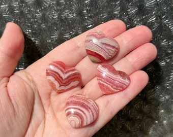 One rhodochrosite crystal heart / high quality rhodochrosite