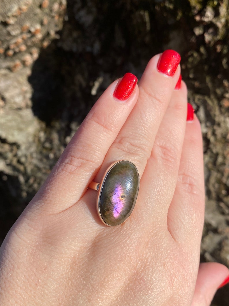 PURPLE LABRADORITE ring size 4 34 ring sterling silver ring
