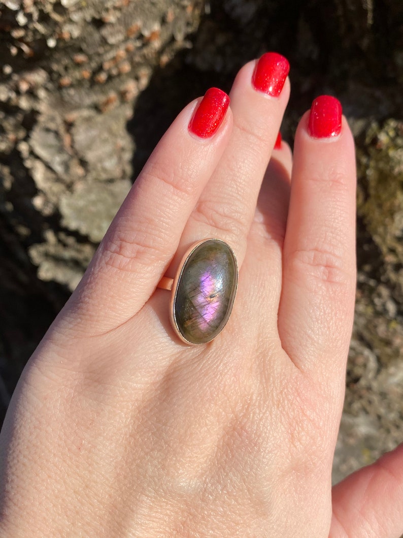 PURPLE LABRADORITE ring size 4 34 ring sterling silver ring