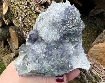 Tanzanite fluorite quartz specimen freeform with pyrite