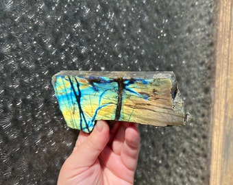 Flashy labradorite slab / double sided flash labradorite / labradorite crystal / labradorite slice / blue gold labradorite