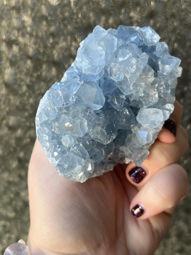 Gemmy Blue Celestite Geode: Natural Celestine Crystal 3.5” - Etsy
