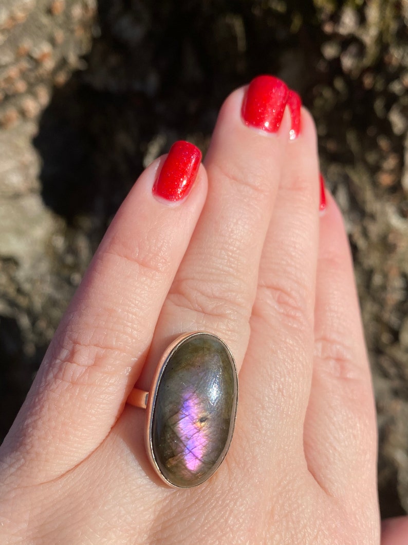 PURPLE LABRADORITE ring size 4 34 ring sterling silver ring
