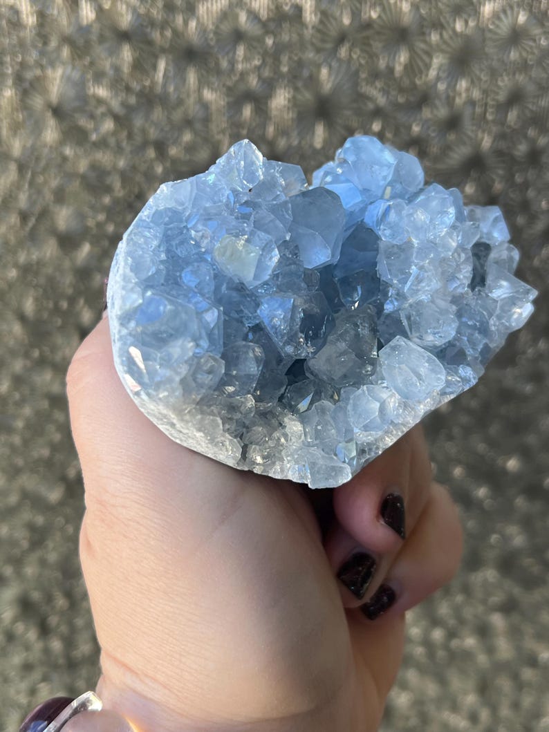 Gemmy Blue Celestite Geode: Natural Celestine Crystal 3.5” - Etsy