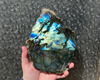 Labradorite crystal slab / large labradorite slice / flashy labradorite