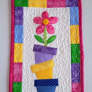 Spring Wall Hanging, Summer Wall Hanging, Appliqued Flower Wall Hanging