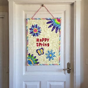Spring Quilted Wall Hanging – Floral & Butterfly Appliqué – Handmade Spring Home Decor