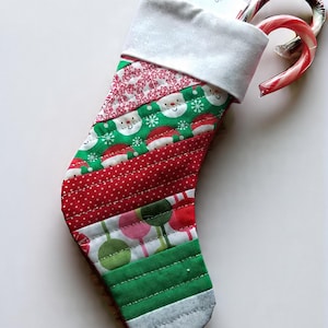 Quilted Christmas Stocking: Handmade Mini Ornament, Gift Card Holder