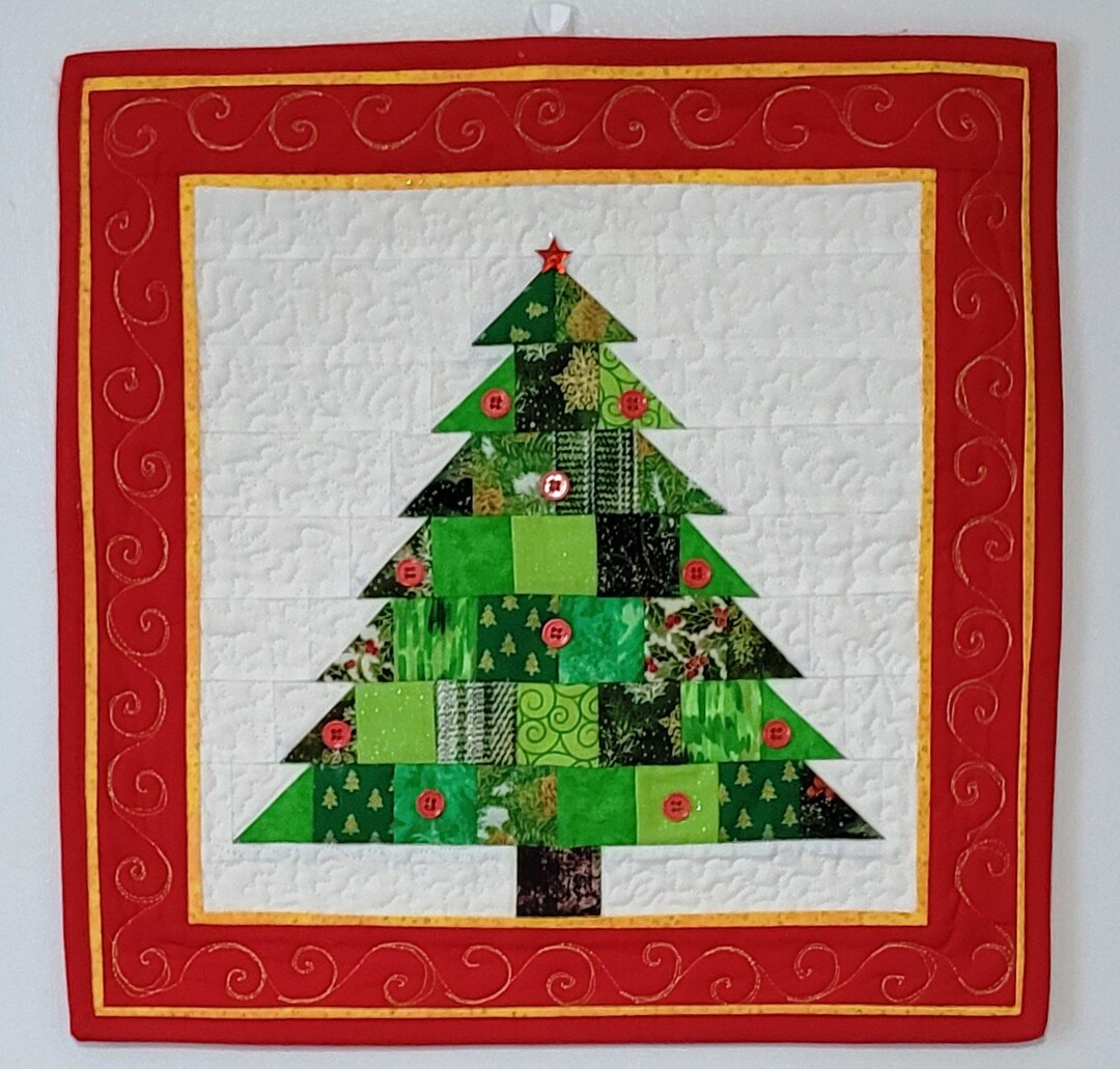 17 Christmas Tree Quilted Wall Hanging, Miniquilt Etsy