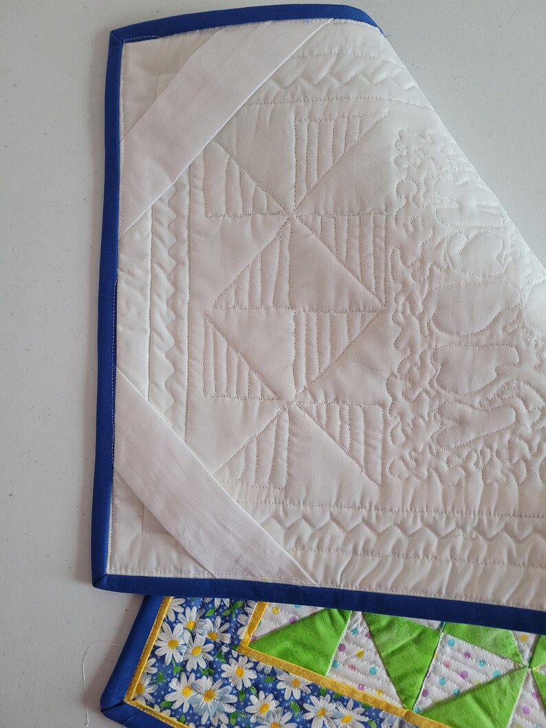 Quilted Spring Gnome Wall Hanging: Embroidered Patchwork Decor image 4