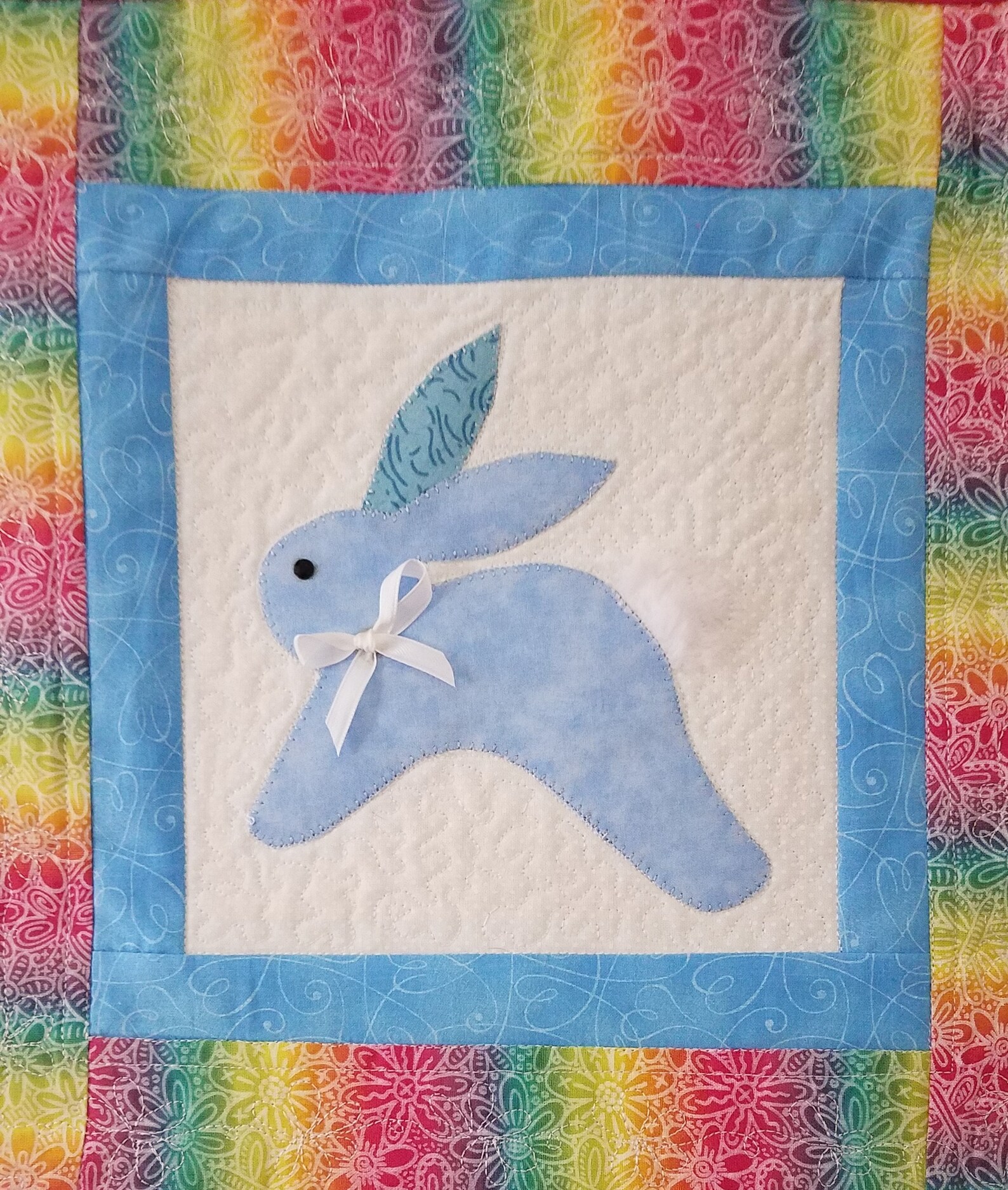 Easter Bunny Quilted Appliqued Wall Hanging Handmade Etsy