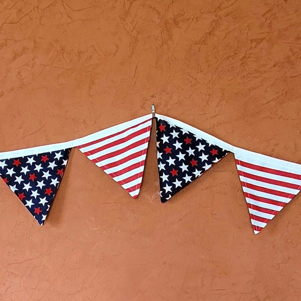 Patriotic Fireplace Banner, American Flag Garland, Flag Bunting, Stars and Stripes Banner