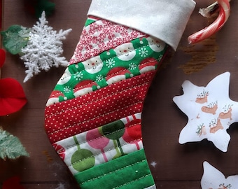 Calcetín navideño pequeño: Mini adorno hecho a mano, tarjetero.