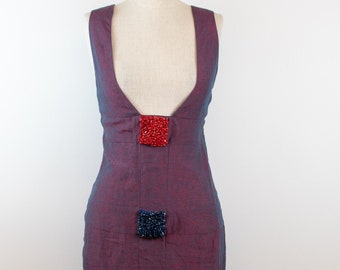 Vintage Y2K | Fendi | Purple Linen Dress with Beaded Details
