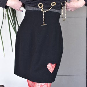 1990s Black Mini Skirt with Heart Cut Out image 1