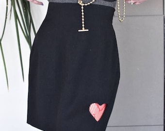 1990’s | Black Mini Skirt with Heart Cut Out