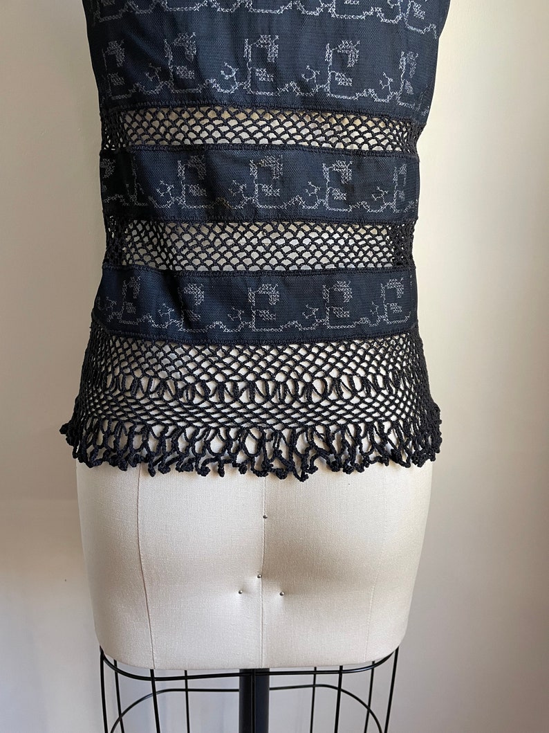 Vintage Moschino Embroidered Mesh and Crochet Top image 6