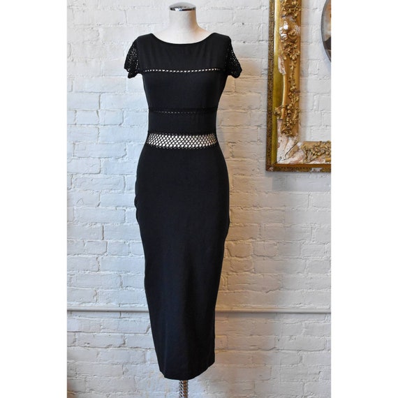 1990's | Vivienne Tam | Vintage Black Maxi Dress With Crochet Cut Outs -  Etsy