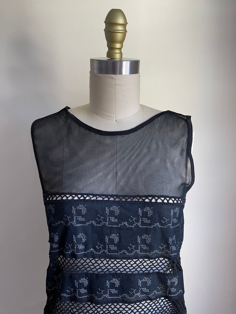 Vintage Moschino Embroidered Mesh and Crochet Top image 3