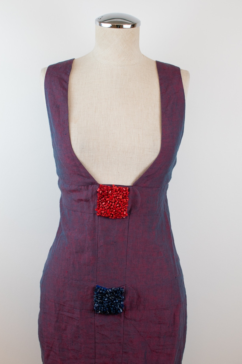 Vintage Y2K Fendi Purple Linen Dress with Beaded Details image 2