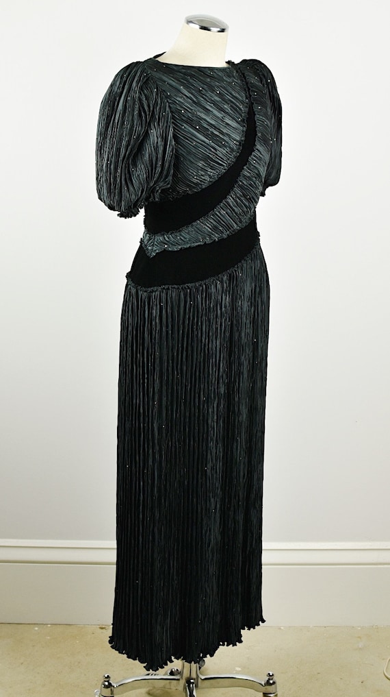 1980’s Vintage Mary McFadden Pleated Puff Sleeve … - image 3