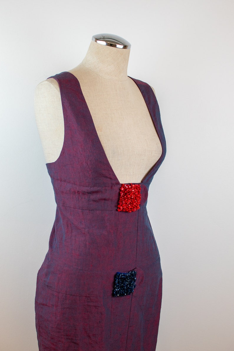 Vintage Y2K Fendi Purple Linen Dress with Beaded Details image 5