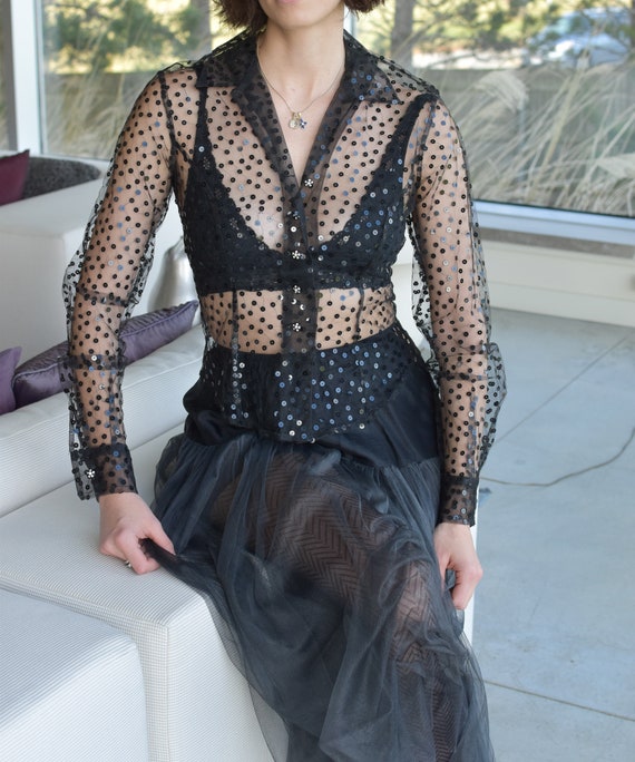 1990’s Vintage 1996 Todd Oldham Mesh and Sequin T