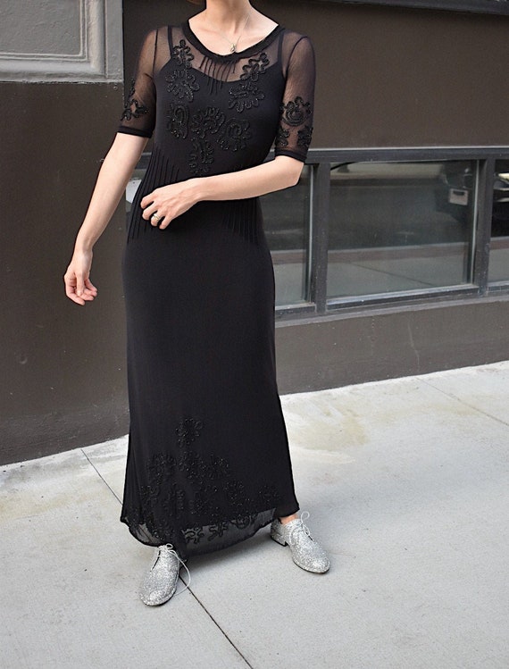 1990's Vintage Mesh and Beaded Vivienne Tam Dress