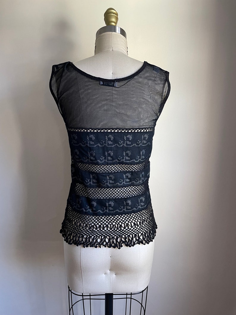 Vintage Moschino Embroidered Mesh and Crochet Top image 5