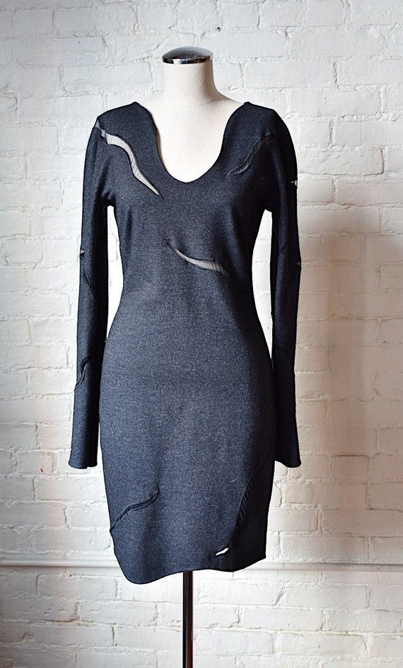 1990’s Vintage Krizia Knit Dress with Mesh Cutouts
