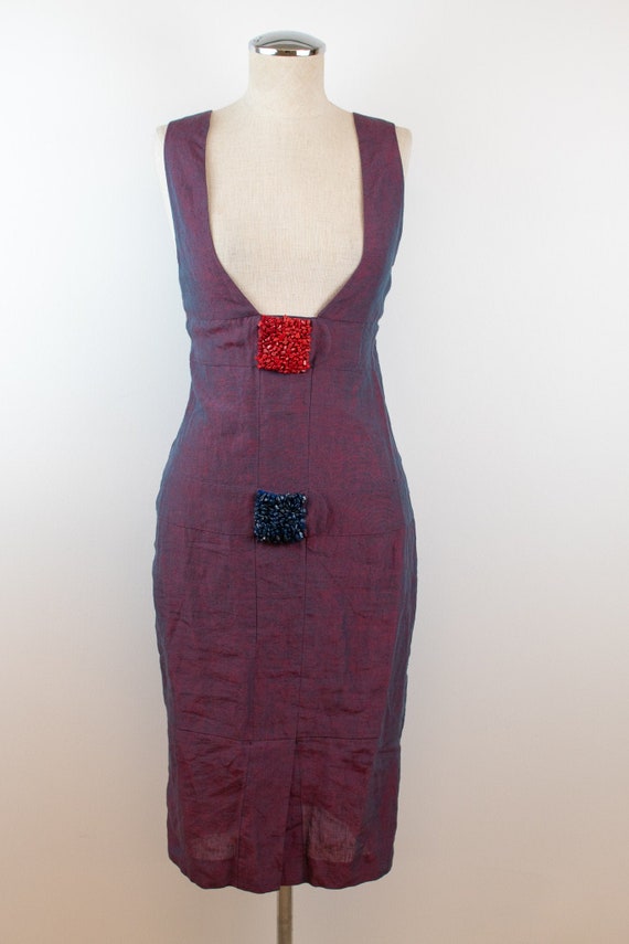 Vintage Y2K | Fendi | Purple Linen Dress with Bead