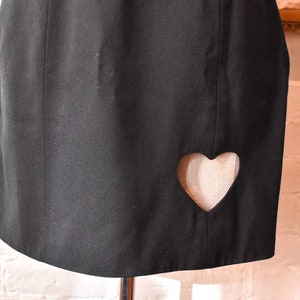 1990s Black Mini Skirt with Heart Cut Out image 5