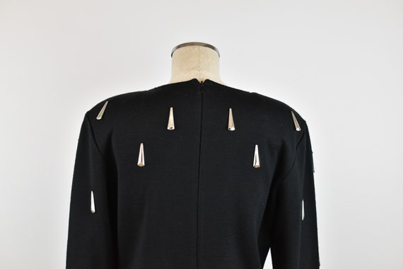 1990’s Vintage Black Knit Dress with Silver Tear … - image 6