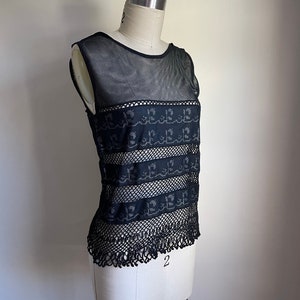 Vintage Moschino Embroidered Mesh and Crochet Top image 2