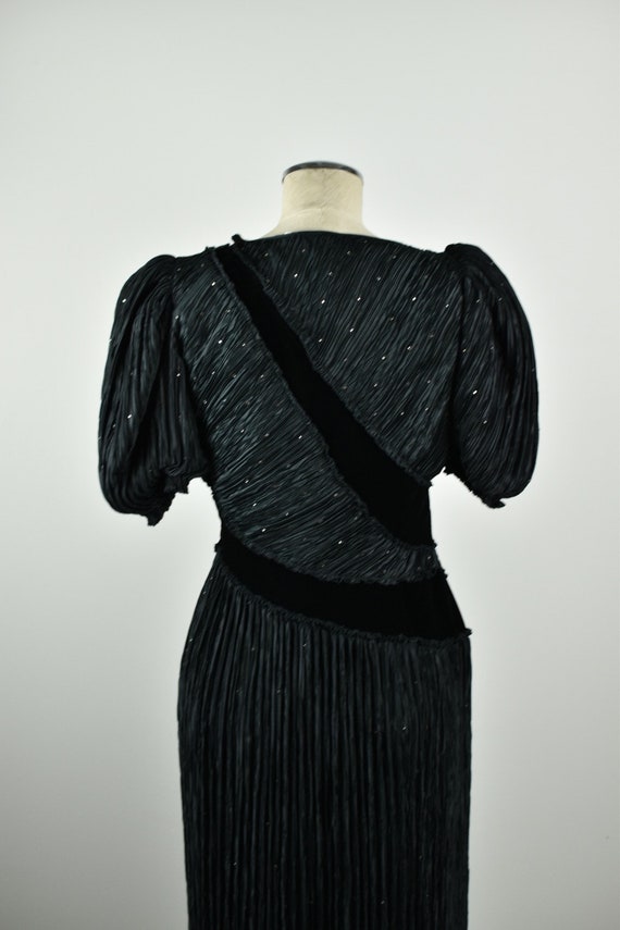 1980’s Vintage Mary McFadden Pleated Puff Sleeve … - image 9