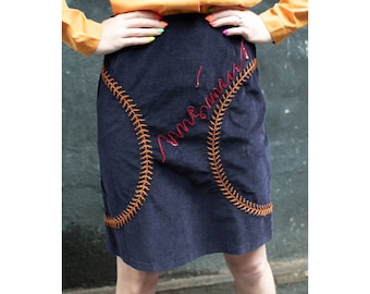 1990's | Moschino Jeans | Corduroy Baseball Skirt