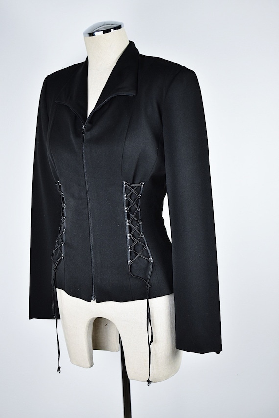 1990’s Cache Blazer with Corset Lacing and Rhines… - image 3