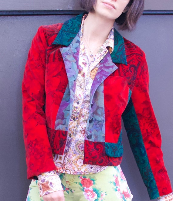 1990’s Vintage Todd Oldham Velour Patchwork Jacket