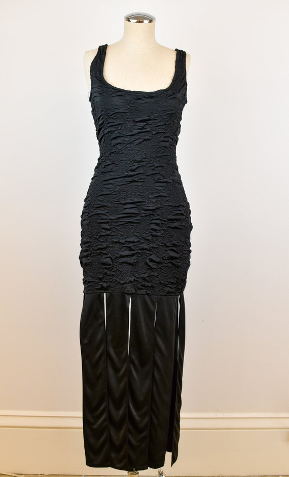 1990’s Vintage Body Con Dress with Car Wash Hemli… - image 5