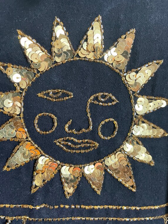 1990's | Beaded and Sequined Sun Denim Jacket (Bl… - image 3