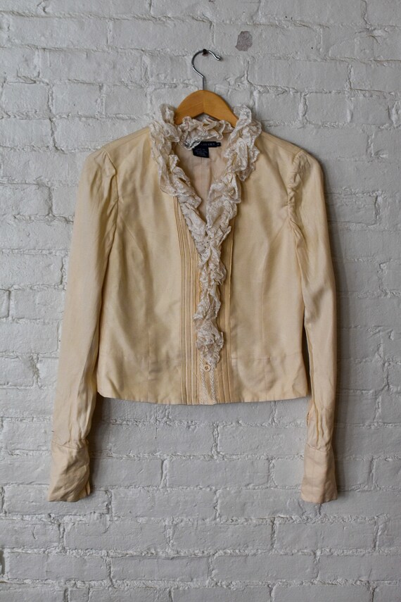 1990’s Vintage Ralph Lauren Buttercream Ruffle Top