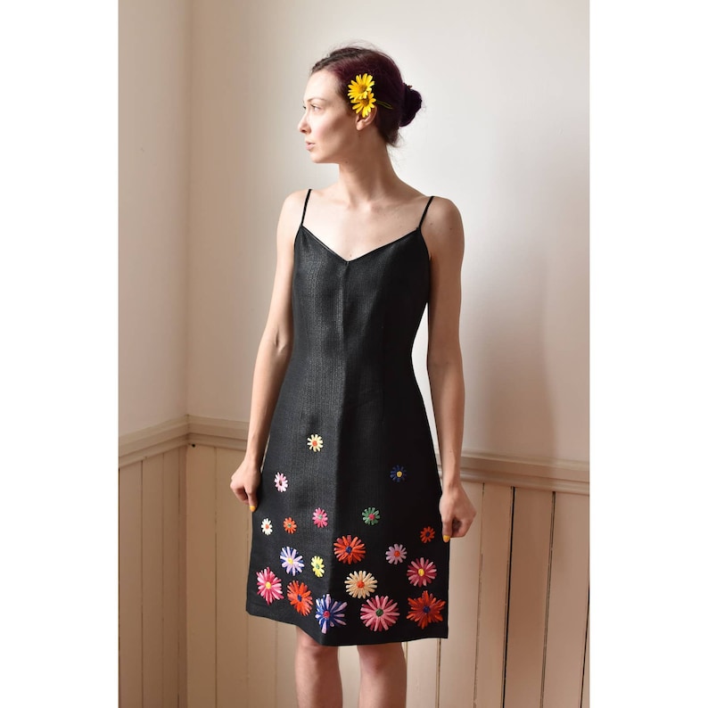 Y2K Moschino Jeans Textured Sundress with Raffia Flowers image 1