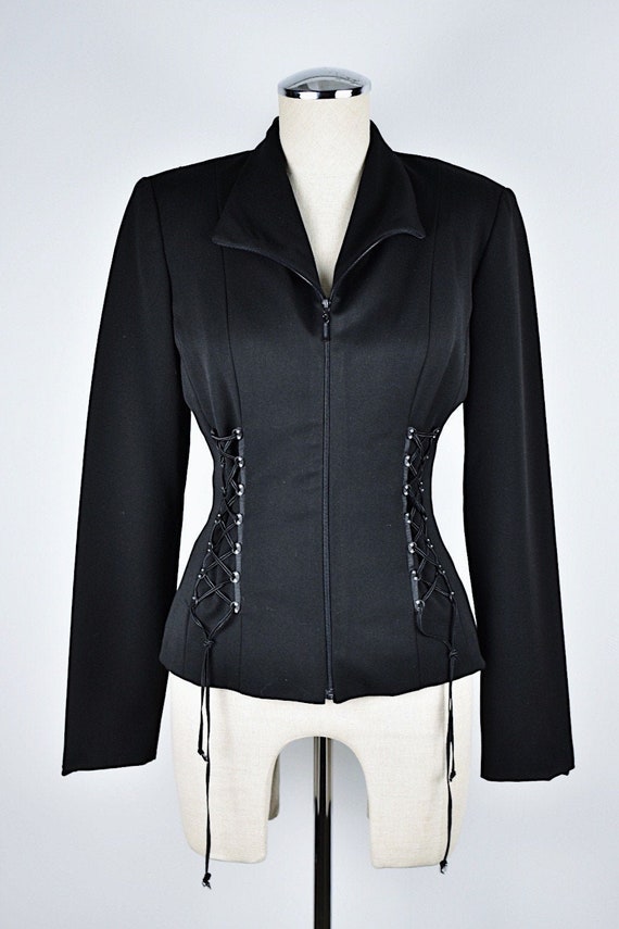 1990’s Cache Blazer with Corset Lacing and Rhines… - image 2