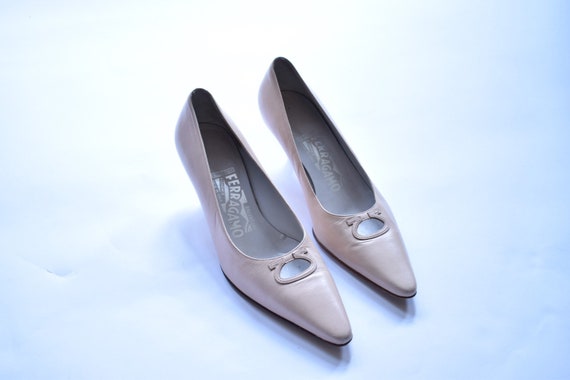 Blush Ferragamo Kitten Heels with Cutout