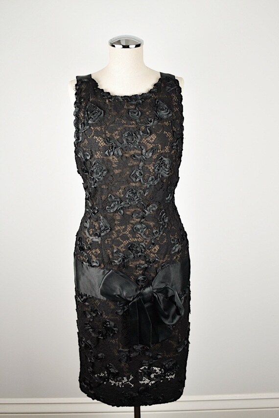 1980's Bill Blass Lace and Ribbon Dress