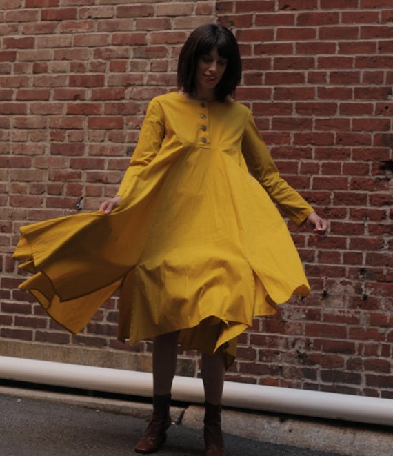 1990's Vintage Romeo Gigli Mustard Yellow Cotton D